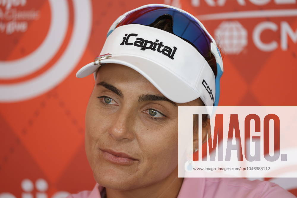GRAND RAPIDS, MI - JUNE 15: LPGA, Golf Damen golfer Lexi Thompson talks to the media after shooting 7 under par for her third round score during the LPGA Meijer LPGA Classic for Simply Give on June 15th, 2024, at Blythefield Country Club in Grand Rapids, Michigan. (Photo by Brian Spurlock Icon Sportswire) GOLF: JUN 15 LPGA Meijer LPGA Classic for Simply Give Icon24061545
