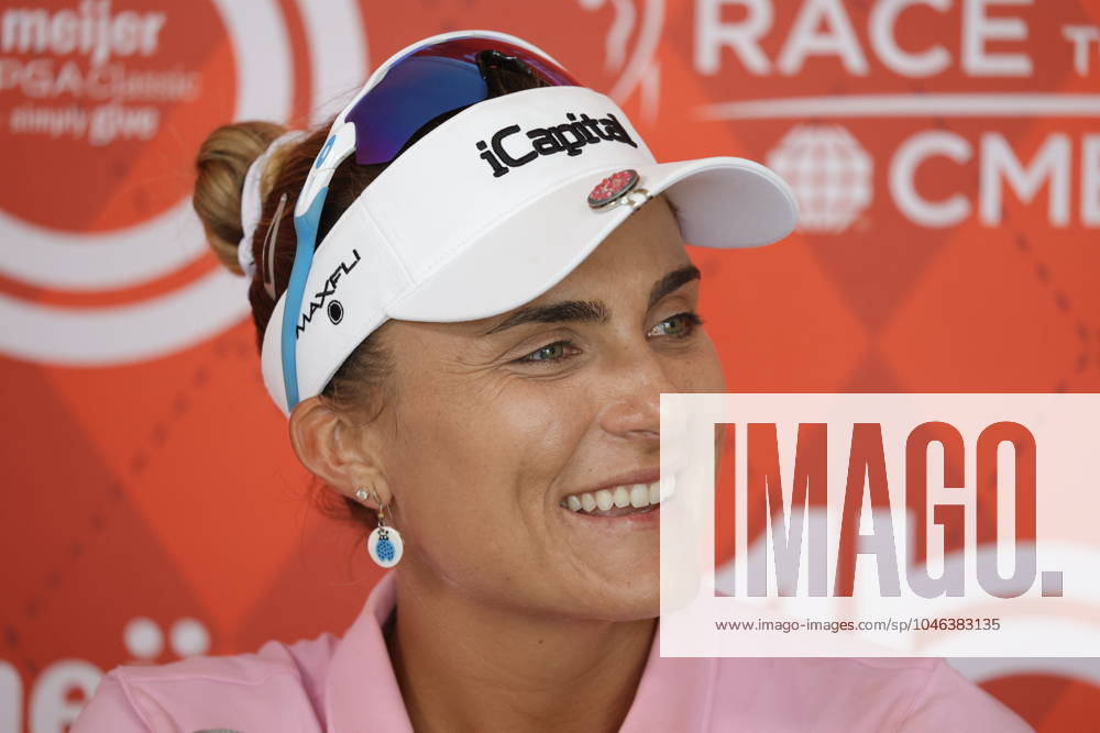 GRAND RAPIDS, MI - JUNE 15: LPGA, Golf Damen golfer Lexi Thompson talks to the media after shooting 7 under par for her third round score during the LPGA Meijer LPGA Classic for Simply Give on June 15th, 2024, at Blythefield Country Club in Grand Rapids, Michigan. (Photo by Brian Spurlock Icon Sportswire) GOLF: JUN 15 LPGA Meijer LPGA Classic for Simply Give Icon24061546