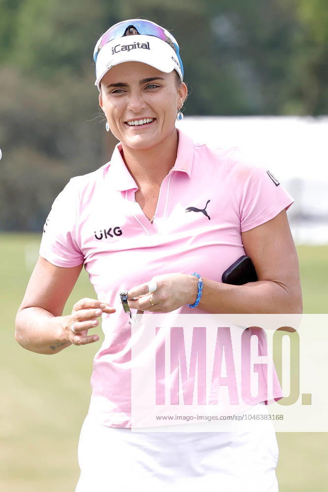 GRAND RAPIDS, MI - JUNE 15: LPGA, Golf Damen golfer Lexi Thompson smiles after shooting 7 under par for her third round score during the LPGA Meijer LPGA Classic for Simply Give on June 15th, 2024, at Blythefield Country Club in Grand Rapids, Michigan. (Photo by Brian Spurlock Icon Sportswire) GOLF: JUN 15 LPGA Meijer LPGA Classic for Simply Give Icon24061550