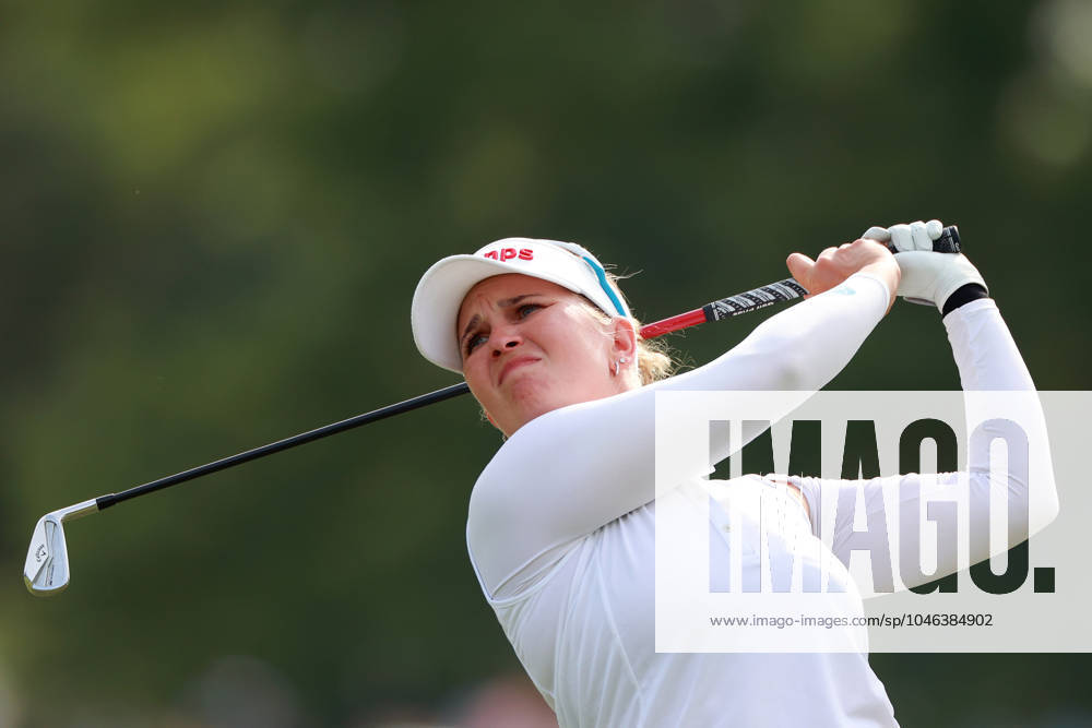Meijer LPGA, Golf Damen Classic Nanna Koerstz Madsen of Smoerum, Denmark hits from the 18th fairway during the third round of the Meijer LPGA Classic for Simply Give golf tournament at Blythefield Country Club in Belmont, MI, USA Saturday, June 15, 2024. Belmont Michigan United States
