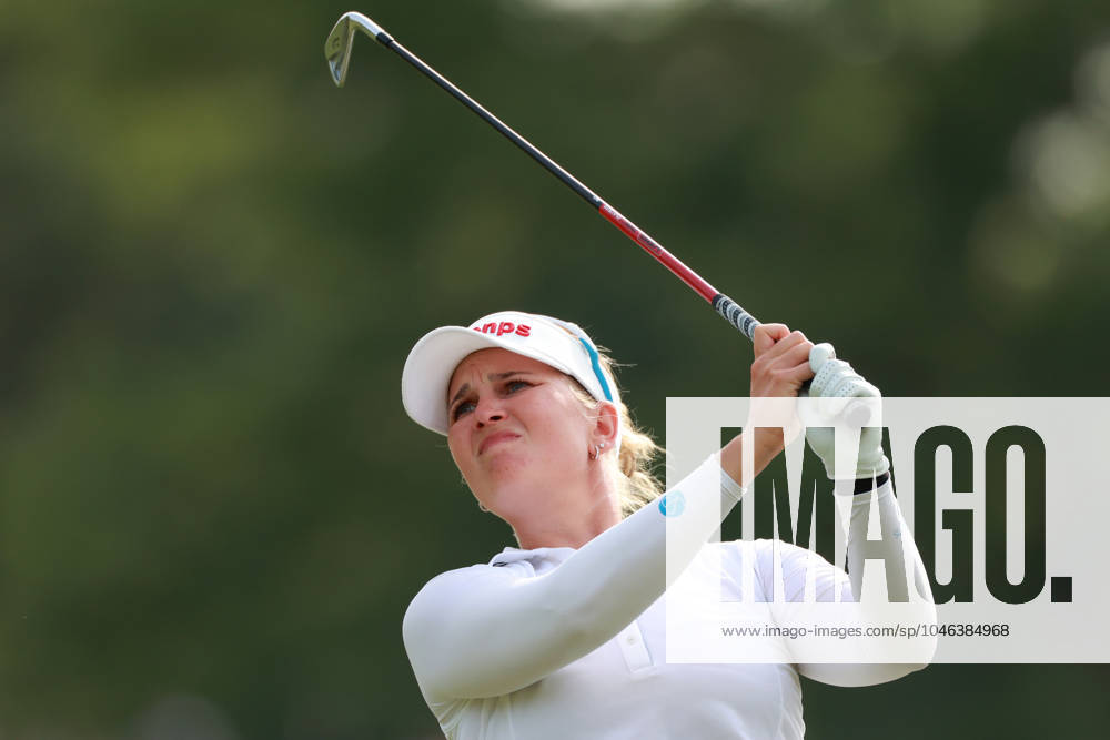 Meijer LPGA, Golf Damen Classic Nanna Koerstz Madsen of Smoerum, Denmark hits from the 18th fairway during the third round of the Meijer LPGA Classic for Simply Give golf tournament at Blythefield Country Club in Belmont, MI, USA Saturday, June 15, 2024. Belmont Michigan United States