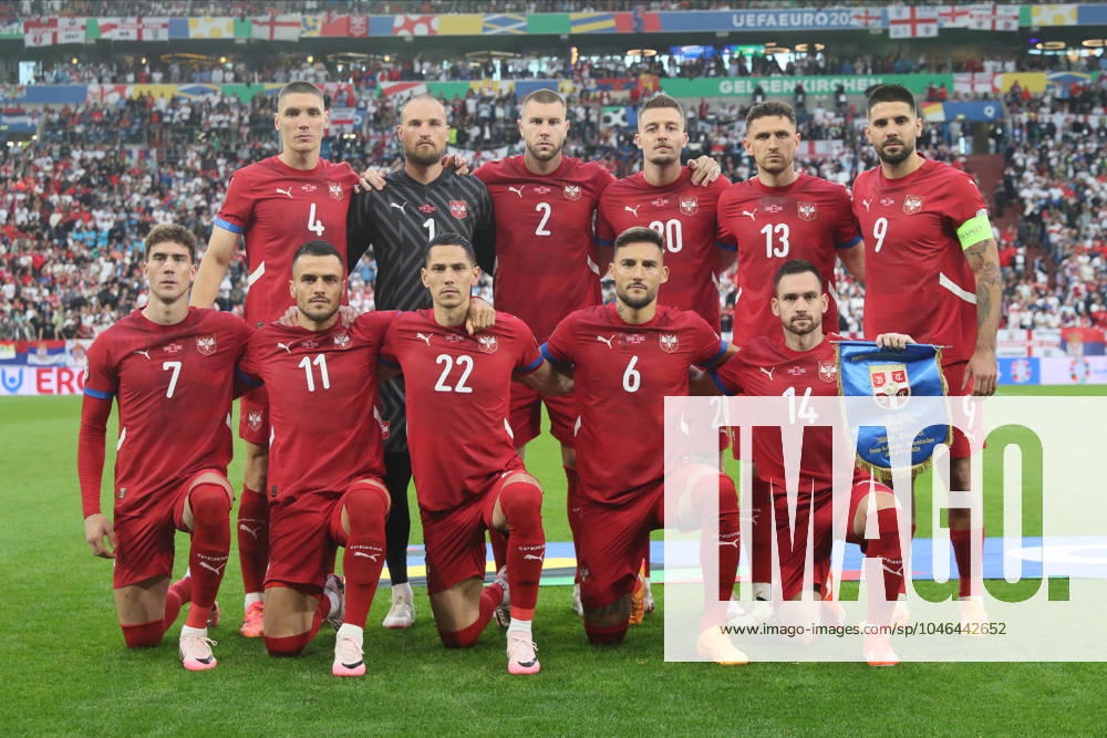 SERBIA vs ENGLAND NIKOLA MILENKOVIC, PREDRAG RAJKOVIC golman, STRAHINJA PAVLOVIC, SERGEJ MILINKOVIC SAVIC, MILOS VELJKOVIC, ALEKSANDAR MITROVIC, DUSAN VLAHOVIC, FILIP KOSTIC, SASA LUKIC, NEMANJA GUDELJ, ANDRIJA ZIVKOVIC EKIPA fudbalera reprezentacije Srbije na utakmici UEFA Evropskog prvenstva 2024 godine protiv Engleske na stadionu AufSalke arena, Gelzenkirhen, 16.06.2024. godine Foto: Fudbal, Reprezentacija, Srbija, UEFA Evropsko prvenstvo, EURO 2024, Engleska FOOTBALL, SERBIA, UEFA European Championship, EM, Europameisterschaft EURO 2024, ENGLAND Gelsenkirchen Arena AufSchalke stadion Germany