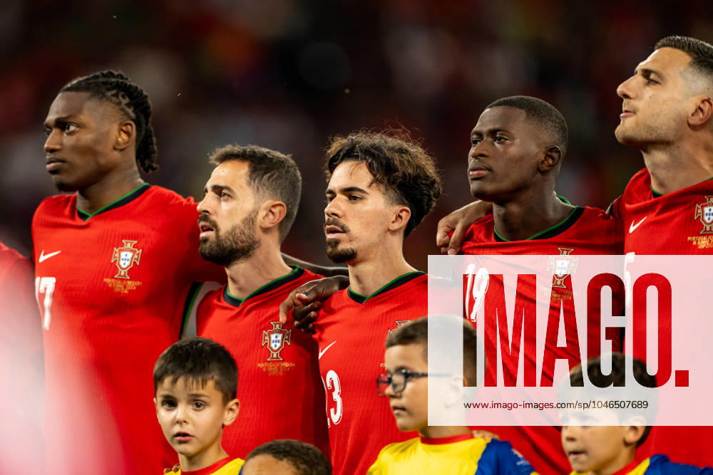 Portugal v Czech Republic, UEFA EURO, EM, Europameisterschaft,Fussball 2024, Leipzig, Germany Leipzig, Germany. 18th, June 2024. Vitinha (23) and Nuno Mendes (19) of Portugal seen during the UEFA Euro 2024 match in Group F between Portugal and Czech Republic at Red Bull Arena in Leipzig. Leipzig Germany