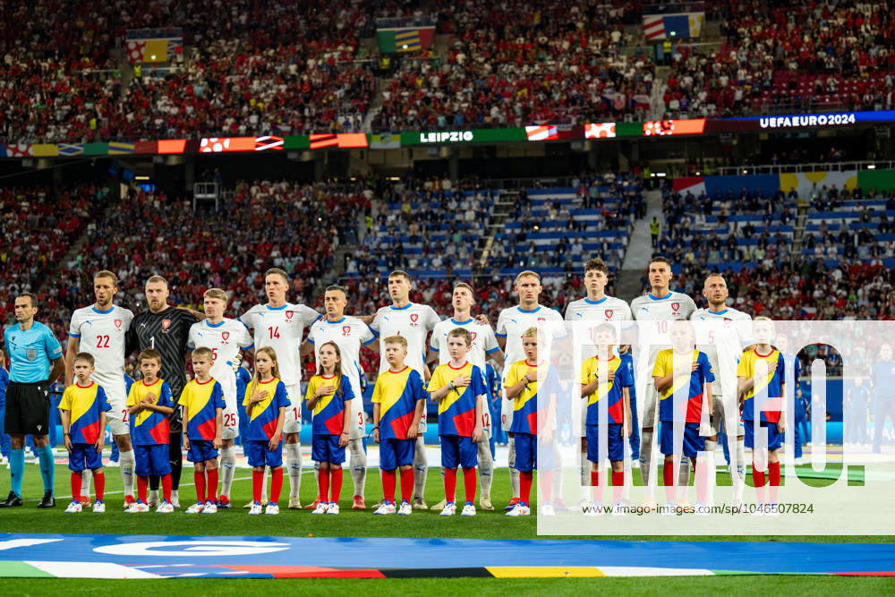 Portugal v Czech Republic, UEFA EURO, EM, Europameisterschaft,Fussball 2024, Leipzig, Germany Leipzig, Germany. 18th, June 2024. The players of Czech Republic line up for the UEFA Euro 2024 match in Group F between Portugal and Czech Republic at Red Bull Arena in Leipzig. Leipzig Germany