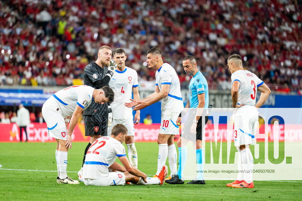 Portugal v Czech Republic, UEFA EURO, EM, Europameisterschaft,Fussball 2024, Leipzig, Germany Leipzig, Germany. 18th, June 2024. Patrik Schick (10), Tomas Soucek (22) of Czech Republic and goalkeeper Jindrch Stanek (1) seen during the UEFA Euro 2024 match in Group F between Portugal and Czech Republic at Red Bull Arena in Leipzig. Leipzig Germany