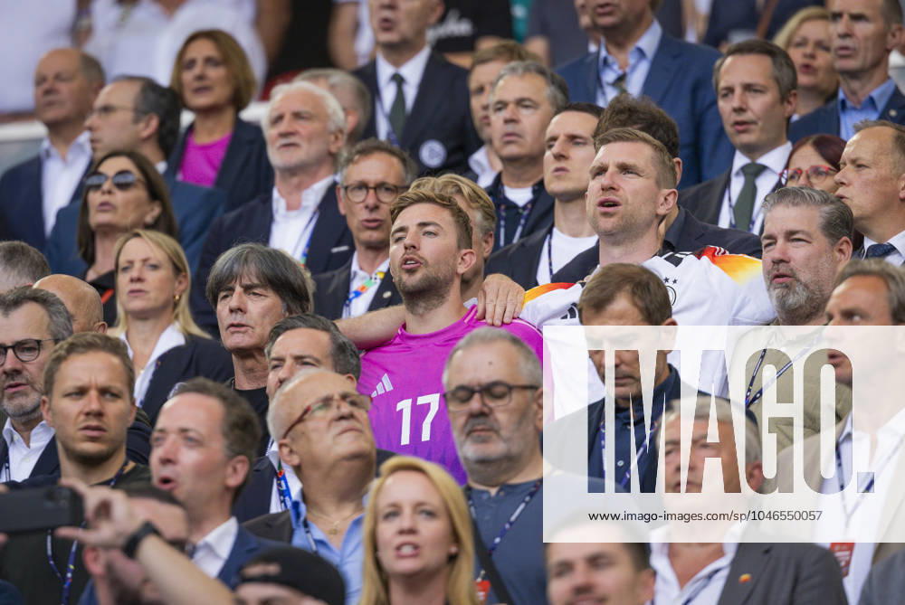 Stuttgart, Germany 19th Jun 2024 Joachim Löw, Christoph Kramer and Per Mertesacker sing the national anthem Germany Hungary Germany Hungary 19 06 2024