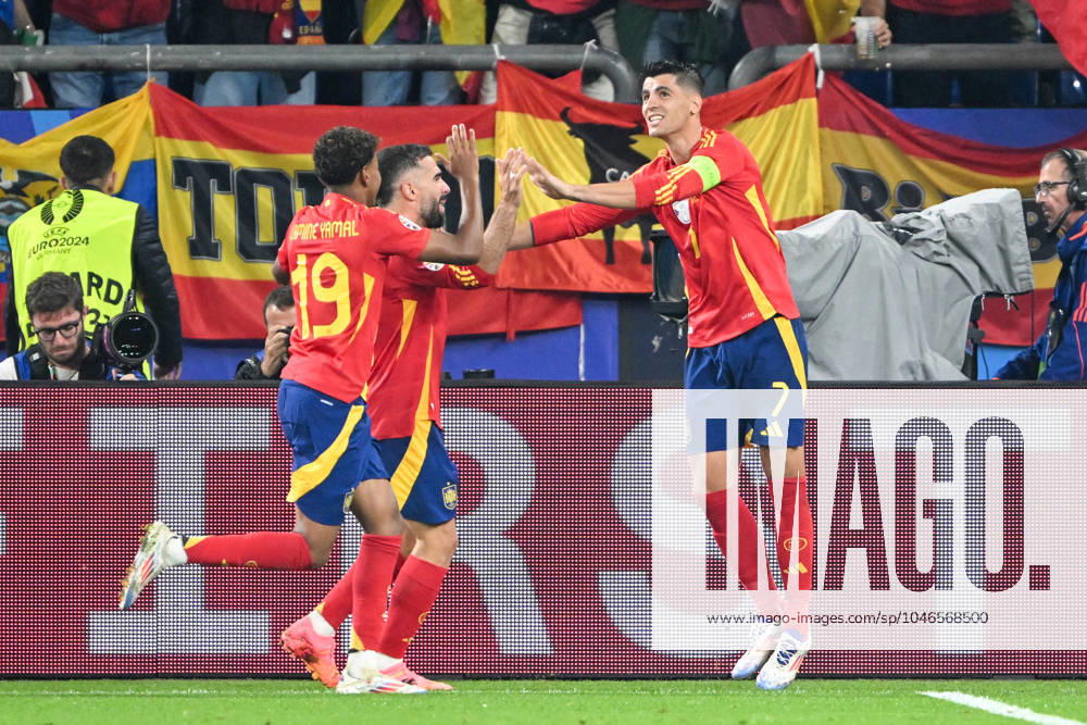 Euro 2024 Spain Italy on 20 06 2024 at the Veltins Arena in Gelsenkirchen Alvaro Morata ESP celebrates after scoring the 1 0 goal MT