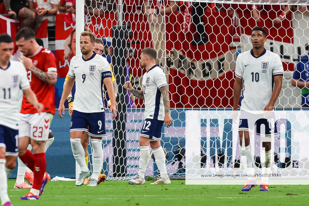 Harry Kane England 09 Jude Bellingham England 10 GER, Denmark DEN vs England ENG , European Football Championship, UEFA EURO 2024, Group C, Matchday 2, 20 06 2024 DFB DFL REGULATIONS PROHIBIT ANY USE OF PHOTOGRAPHS AS IMAGE SEQUENCES AND OR QUASI VIDEO GER, Denmark DEN vs England ENG , European Football Championship, UEFA EURO 2024, Group C, Matchday 2, 20 06 2024 Frankfurt