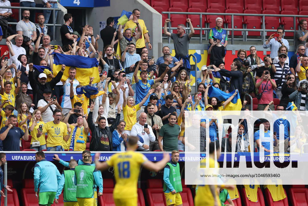 Dusseldorf, Germany 21.06.2024: Roman Yaremchuk of Ukraine score the goal 1-2 and celebrates during the UEFA EURO, EM, Europameisterschaft,Fussball 2024 group stage E football match between Slovakia vs Ukraine at Dusseldorf Arena in Dusseldorf