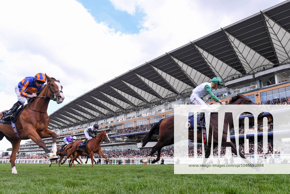 KW25 21st June 2024; Ascot Racecourse, Berkshire, England: Royal Ascot Horse Racing, Day 4; Porta Fortuna ridden by Tom Marquand trained by Donnacha Aidan O Brien wins Race 3; The Coronation Stakes with Opera Singer ridden by Ryan Moore trained by A P O Brien coming in second ActionPlus12657816 SimonxWest