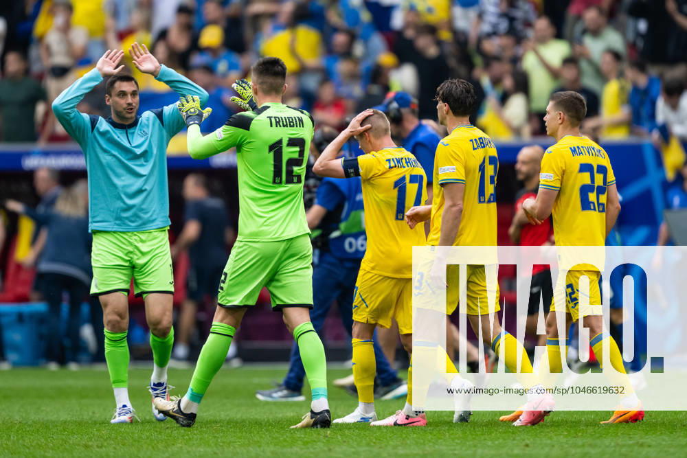Slovakia v Ukraine: Group E - UEFA EURO, EM, Europameisterschaft,Fussball 2024 Players of Ukraine are celebrating victory during the UEFA EURO 2024 group stage match between Slovakia and Ukraine at DÂ¸sseldorf Arena on June 21, 2024 in Dusseldorf, Germany. Duesseldorf Germany
