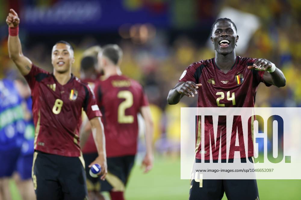 COLOGNE, RheinEnergieStadium , 22-06-2024 , European Football Championship Euro2024, Group stage match no.22 between Belgium and Romania. Belgium player Amadou Onana celebrate the win after the game Belgium - Romania (Euro2024) x25568832x