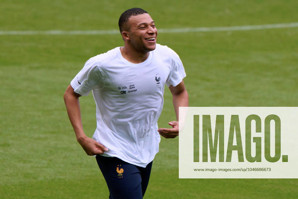Kylian Mbappe of France during the training session at the Home Deluxe Arena in Paderbon, Germany on 23 June 2024. during UEFA EURO, EM, Europameisterschaft,Fussball 2024 - France training session, UEFA European Football Championship in Leipzig, Germany, June 23 2024