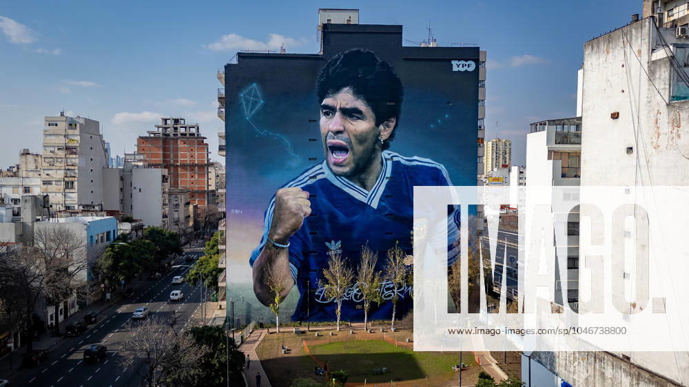 Argentina Buenas Aires Football mural Huge mural of Diego Maradona on display in the capital city, Buenas Aires, Argentina on 24 June 2024. Buenas Aires Argentina Editorial use only ,