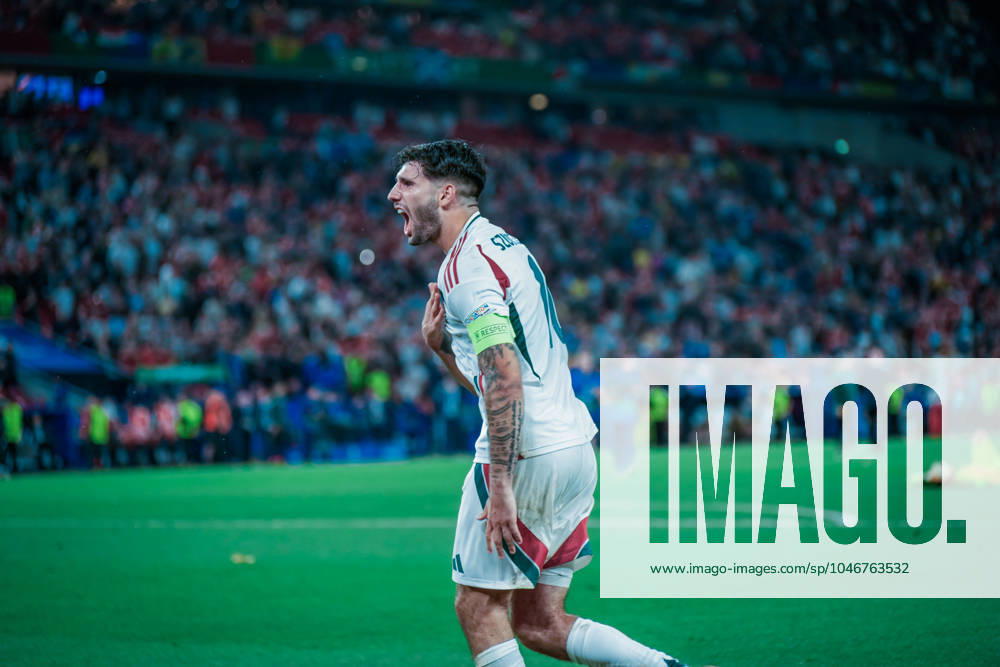 EURO 2024 - Matchday 3, Group A: Scotland vs. Hungary Dominik Szoboszlai celebrates, as Hungary score a crucial goal to still keep them in the race for the next stage of the tournament during the EURO 2024 Matchday 3, Group A match between Scotland and Hungary on 23 June 2024, at Stuttgart Arena, in Stuttgart, Germany Stuttgart Stuttgart Arena Germany