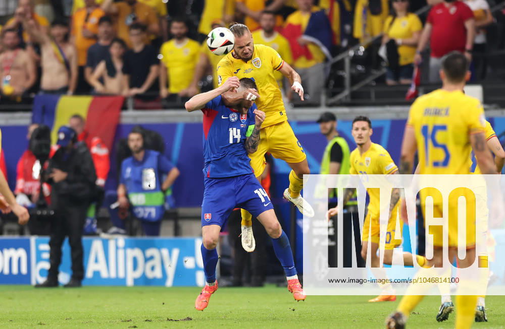 European Football Championship, UEFA EURO 2024, Slovakia Romania, Group E, Arena Frankfurt, f l , Milan Skriniar Slovakia , George Alexandru Puscas Romania