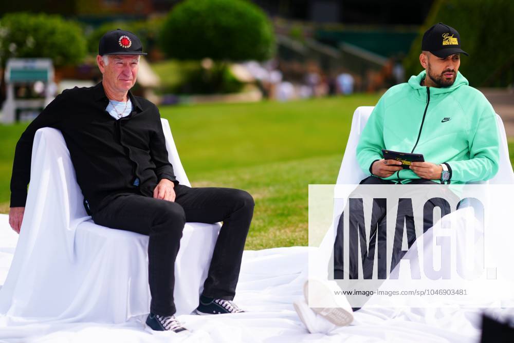 Nick Kyrgios presents an episode of his podcast Good Trouble with guest John McEnroe Wimbledon Tennis Championships, Practice and Previews, The All England Lawn Tennis and Croquet Club, London, UK - 29 Jun 2024