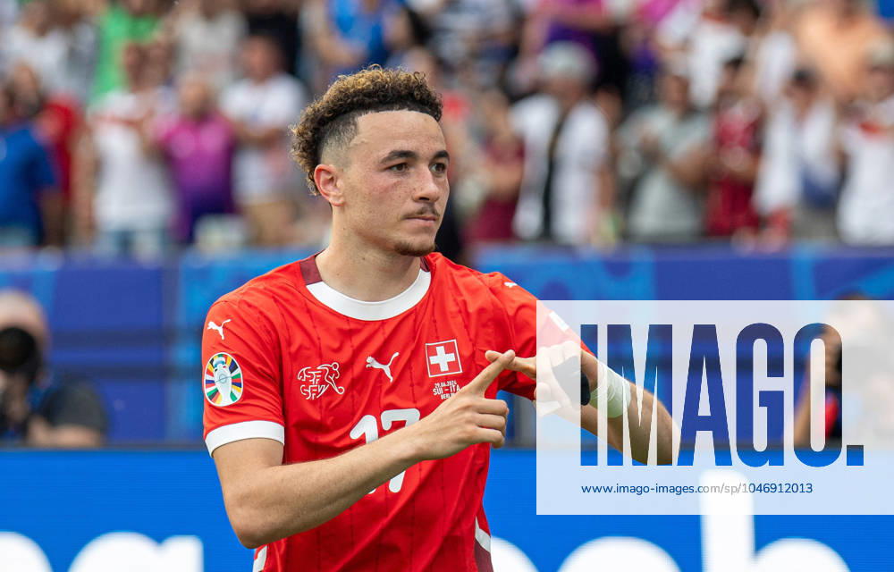 Football, men, 2023 24 season, Euro 2024 round of 16 in Berlin, Switzerland Italy, Ruben Vargas Switzerland , cheering after scoring 2 0, 29 06 2024,
