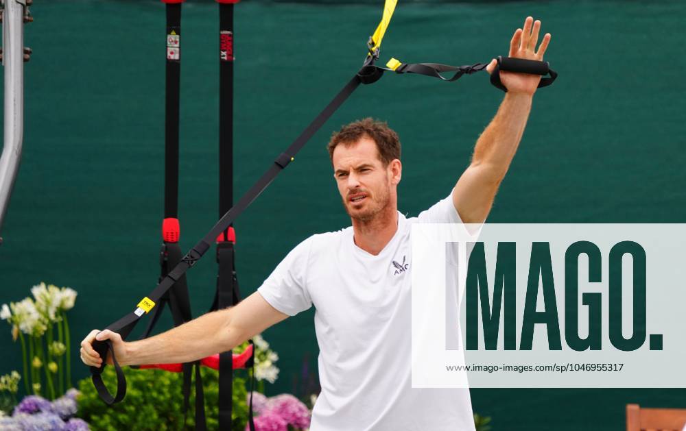 Andy Murray warms up for his practice session Wimbledon Tennis Championships, Practice and Previews, The All England Lawn Tennis and Croquet Club, London, UK - 30 Jun 2024