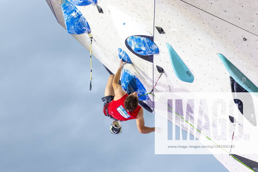 Innsbruck, AUT, IFSC, Climbing World Cup Innsbruck 2024, Men, Lead Climbing, Final, in the picture Jonas Utelli SUI Jonas Utelli of Switzerland during the final of men Lead competition IFSC Climbing World Cup in Innsbruck, Austria on 2024 06 30 Expa Innsbruck EP_gro