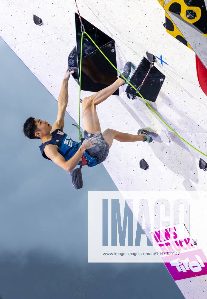 Innsbruck, AUT, IFSC, Climbing World Cup Innsbruck 2024, men, lead climbing, final, in the picture Taisei Homma JPN Taisei Homma of Japan during the final of men Lead competition IFSC Climbing World Cup in Innsbruck, Austria on 2024 06 30 Expa Innsbruck EP_gro