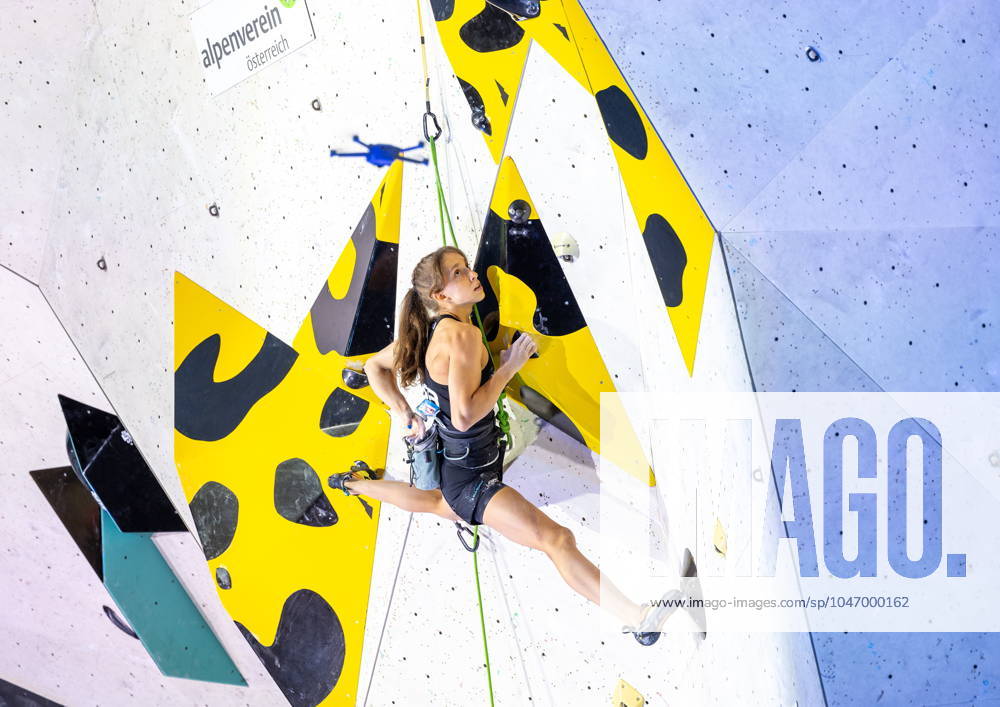 Innsbruck, AUT, IFSC, Climbing World Cup Innsbruck 2024, women, lead climbing, final, in the picture Anastasia Sanders USA Anastasia Sanders of the USA during the final of women Lead competition IFSC Climbing World Cup in Innsbruck, Austria on 2024 06 30 Expa Innsbruck EP_gro