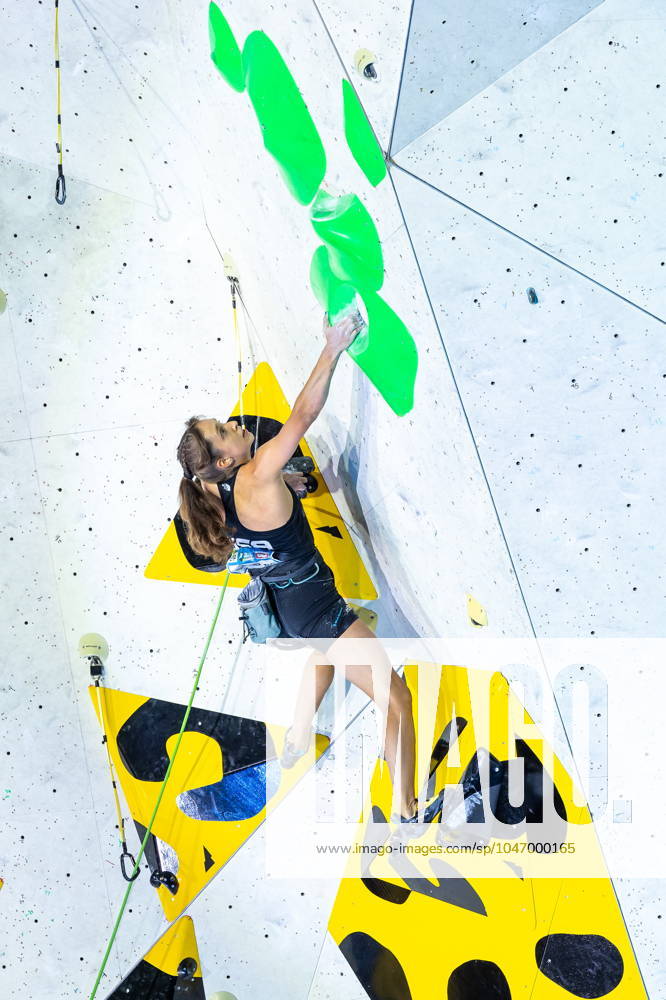 Innsbruck, AUT, IFSC, Climbing World Cup Innsbruck 2024, women, lead climbing, final, in the picture Anastasia Sanders USA Anastasia Sanders of the USA during the final of women Lead competition IFSC Climbing World Cup in Innsbruck, Austria on 2024 06 30 Expa Innsbruck EP_gro
