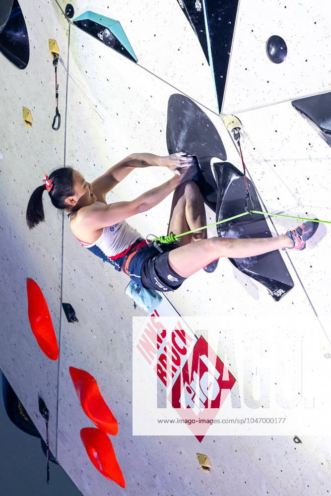 Innsbruck, AUT, IFSC, Climbing World Cup Innsbruck 2024, women, lead climbing, final, in the picture Chaehyun Seo KOR Chaehyun Seo of Republic of Korea during the final of women Lead competition IFSC Climbing World Cup in Innsbruck, Austria on 2024 06 30 Expa Innsbruck EP_gro