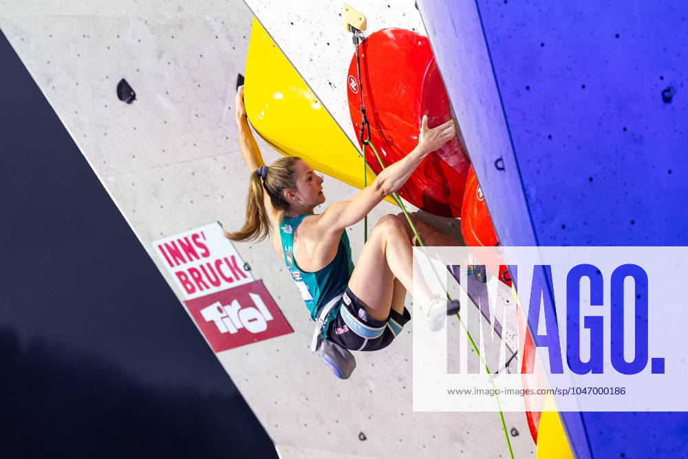 Innsbruck, AUT, IFSC, Climbing World Cup Innsbruck 2024, women, lead climbing, final, in the picture Jessica Pilz AUT Jessica Pilz of Austria during the final of women Lead competition IFSC Climbing World Cup in Innsbruck, Austria on 2024 06 30 Expa Innsbruck EP_gro