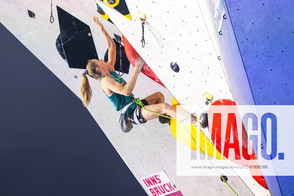 Innsbruck, AUT, IFSC, Climbing World Cup Innsbruck 2024, women, lead climbing, final, in the picture Jessica Pilz AUT Jessica Pilz of Austria during the final of women Lead competition IFSC Climbing World Cup in Innsbruck, Austria on 2024 06 30 Expa Innsbruck EP_gro