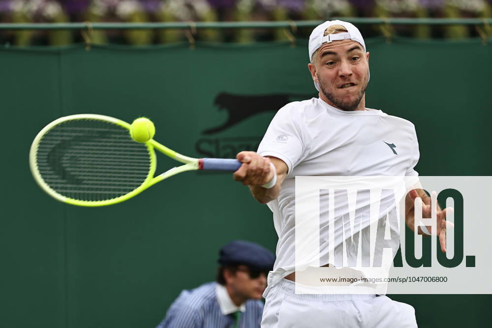 Jan Lennard Struff, GER, during first round of 2024 All England Lawn Tennis Championships at Wimbledon, gentlemens singles, London