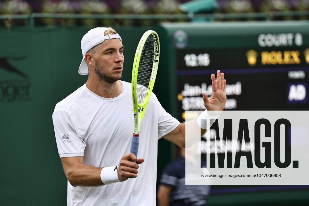 Jan Lennard Struff, GER, during first round of 2024 All England Lawn Tennis Championships at Wimbledon, gentlemens singles, London
