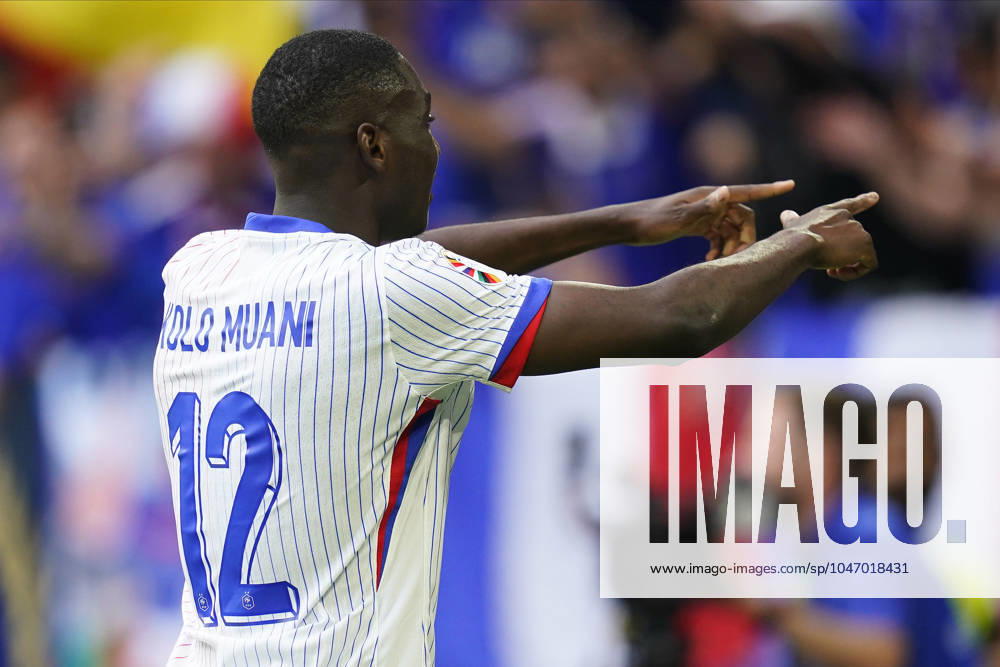 GER: France v Belgium. UEFA EURO, EM, Europameisterschaft,Fussball 2024 Randal Kolo Muani of France celebrates after scoring the 1-0 during the UEFA Euro 2024 match between France and Belgium, Round of 16, played at Dusseldorf Arena on July 1, 2024 in Düsseldorf, Germany. kpng