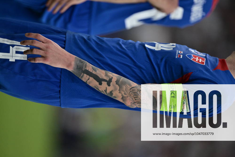 Milan Skriniar tattoos during the UEFA EURO, EM, Europameisterschaft,Fussball 2024 round of 16 match between England and Slovakia at Arena AufSchalke on June 30, 2024 in Gelsenkirchen, G England v Slovakia: Round of 16 - UEFA EURO 2024