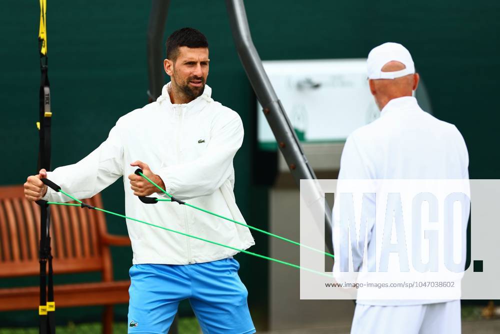 Novak Djokovic training. Wimbledon Tennis Championships, Day 2, The All England Lawn Tennis and Croquet Club, London, UK - 02 Jul 2024