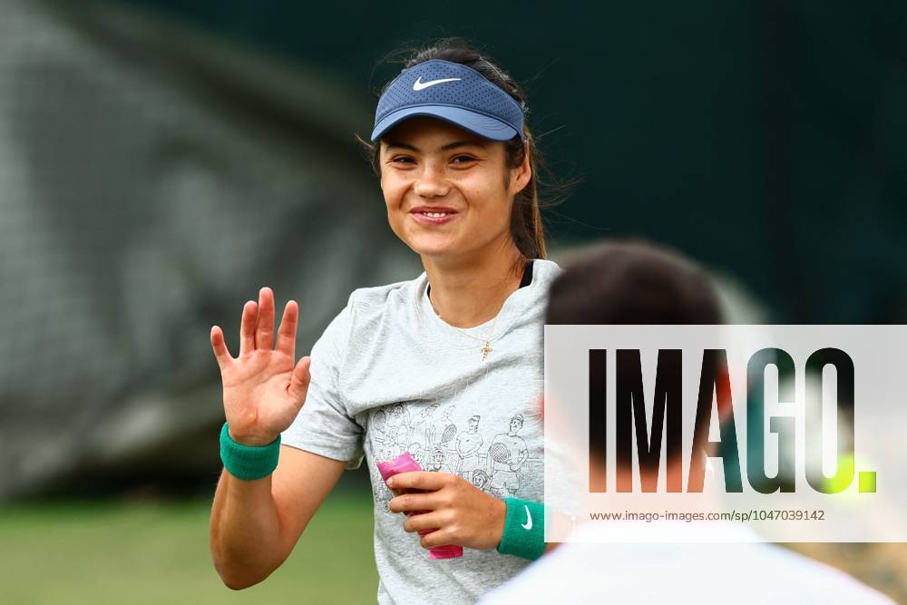 Emma Raducanu waves during a break in practice Wimbledon Tennis Championships, Day 2, The All England Lawn Tennis and Croquet Club, London, UK - 02 Jul 2024