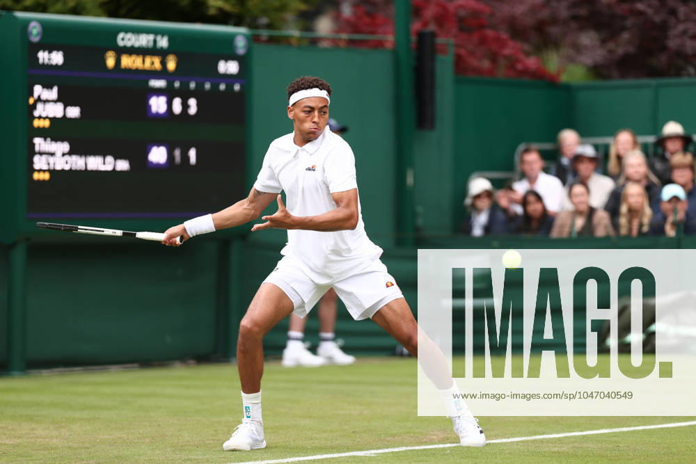 2nd July 2024; All England Lawn Tennis and Croquet Club, London, England; Wimbledon Tennis Tournament, Day 2; Paul Jubb (GBR) in action during his first round match against Thiago Seyboth Wild (BRA) ActionPlus12662599 ShaunxBrooks