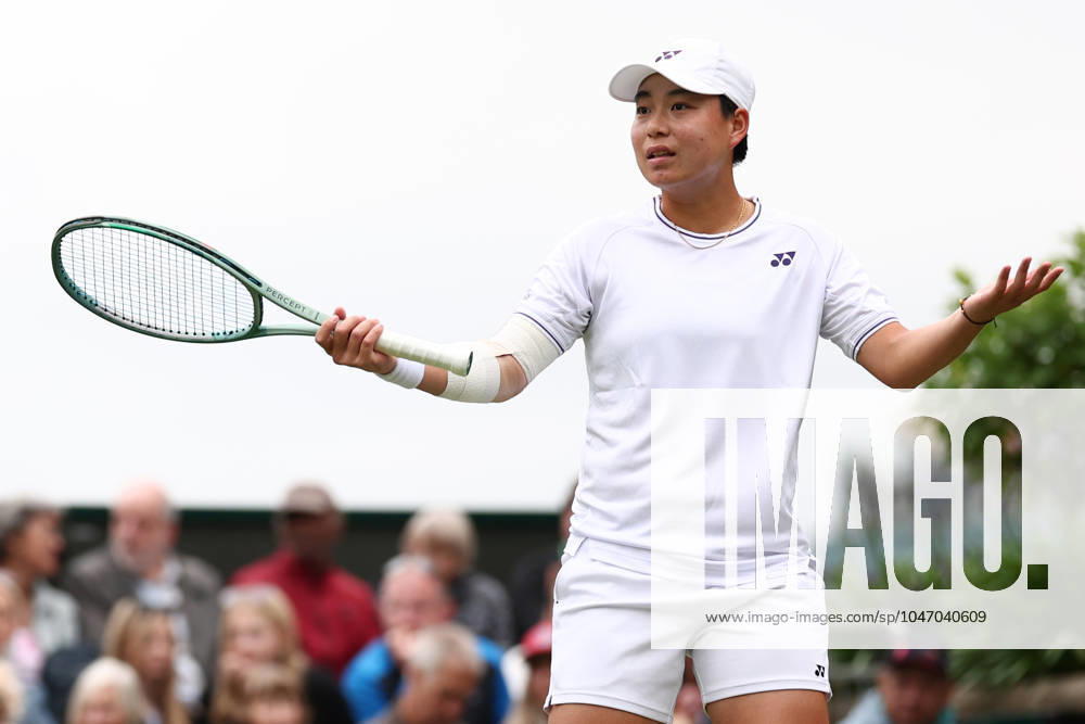2nd July 2024; All England Lawn Tennis and Croquet Club, London, England; Wimbledon Tennis Tournament, Day 2; A dejected Zhuoxuan Bai (CHN) after she loses a point during her first round match against Harriet Dart (GBR) ActionPlus12662590 ShaunxBrooks