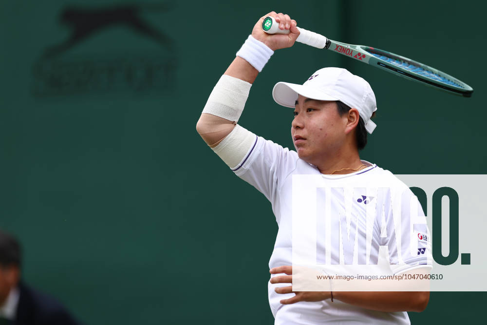 2nd July 2024; All England Lawn Tennis and Croquet Club, London, England; Wimbledon Tennis Tournament, Day 2; Zhuoxuan Bai (CHN) during her first round match against Harriet Dart (GBR) ActionPlus12662591 ShaunxBrooks