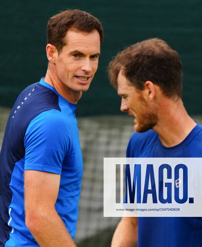 Andy Murray practises with brother Jamie Murray after announcing his withdrawl from the Men s Singles due to injury Wimbledon Tennis Championships, Day 2, The All England Lawn Tennis and Croquet Club, London, UK - 02 Jul 2024