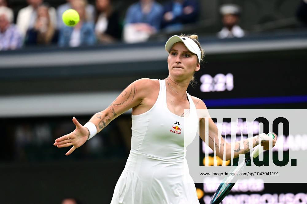 Marketa Vondrousova during her first round match Wimbledon Tennis Championships, Day 2, The All England Lawn Tennis and Croquet Club, London, UK - 02 Jul 2024