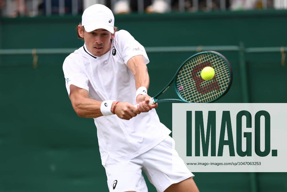 2nd July 2024; All England Lawn Tennis and Croquet Club, London, England; Wimbledon Tennis Tournament, Day 2; Alex de Minaur (AUS) in action during his first round match against James Duckworth (AUS) ActionPlus12663062 ShaunxBrooks