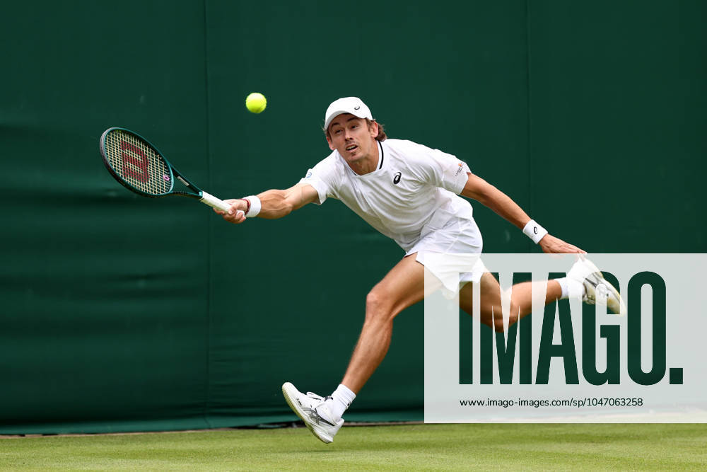 2nd July 2024; All England Lawn Tennis and Croquet Club, London, England; Wimbledon Tennis Tournament, Day 2; Alex de Minaur (AUS) in action during his first round match against James Duckworth (AUS) ActionPlus12663065 ShaunxBrooks