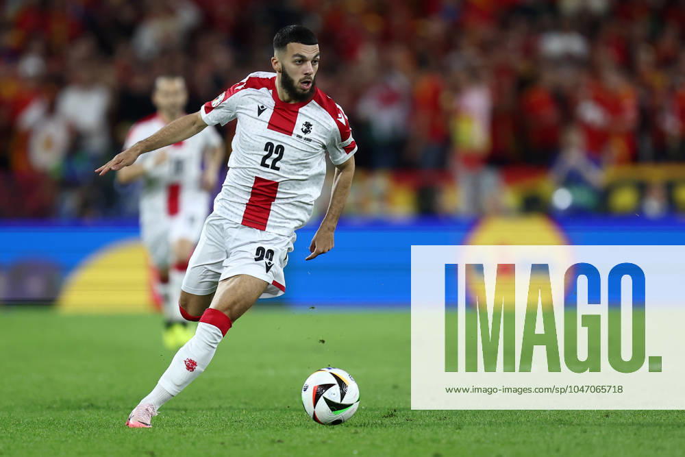 Spain - Georgia Georges Mikautadze of Georgia in action during the UEFA EURO, EM, Europameisterschaft,Fussball 2024 round of 16 match between Spain and Georgia at Cologne Stadium on June 30, 2024 in Cologne, Germany . Cologne Cologne Stadium Germany