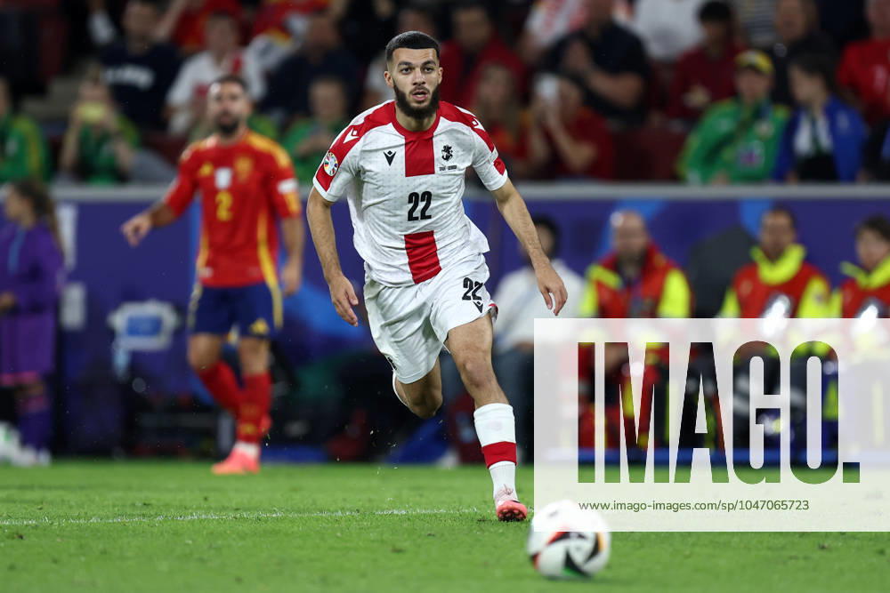 Spain - Georgia Georges Mikautadze of Georgia in action during the UEFA EURO, EM, Europameisterschaft,Fussball 2024 round of 16 match between Spain and Georgia at Cologne Stadium on June 30, 2024 in Cologne, Germany . Cologne Cologne Stadium Germany