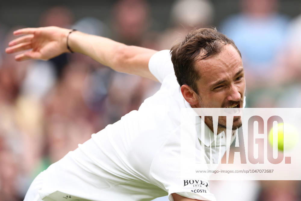 3rd July 2024; All England Lawn Tennis and Croquet Club, London, England; Wimbledon Tennis Tournament, Day 3; Danill Medvedev in action during his second round match against Alexandre Muller (FRA) ActionPlus12663232 ShaunxBrooks