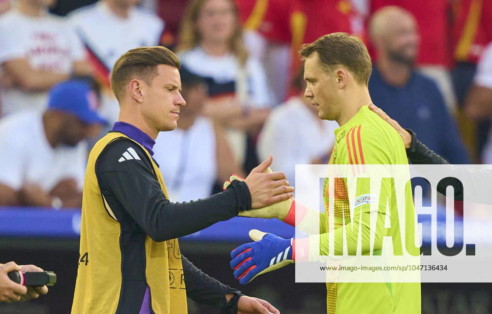 Manuel NEUER, DFB 1 goalkeeper, sad, Marc-Andre ter STEGEN, DFB 22 after the quarter final match GERMANY - SPAIN 1-2 of the UEFA European Championships 2024 on Jul 5, 2024 in Stuttgart, Germany.