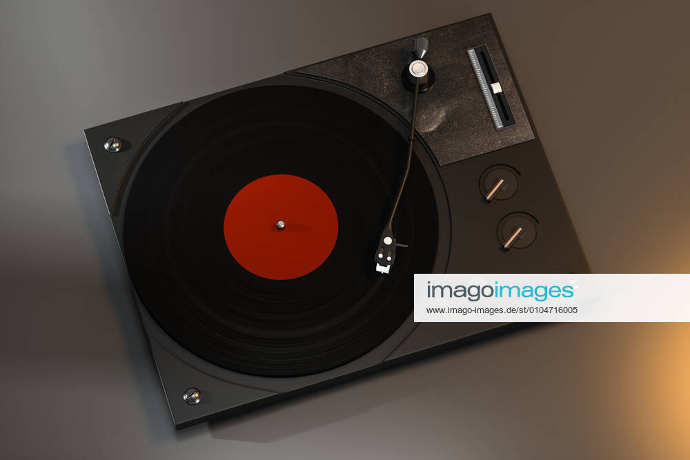 Three-dimensional rendering of a black record player with rich details 781825163377246254