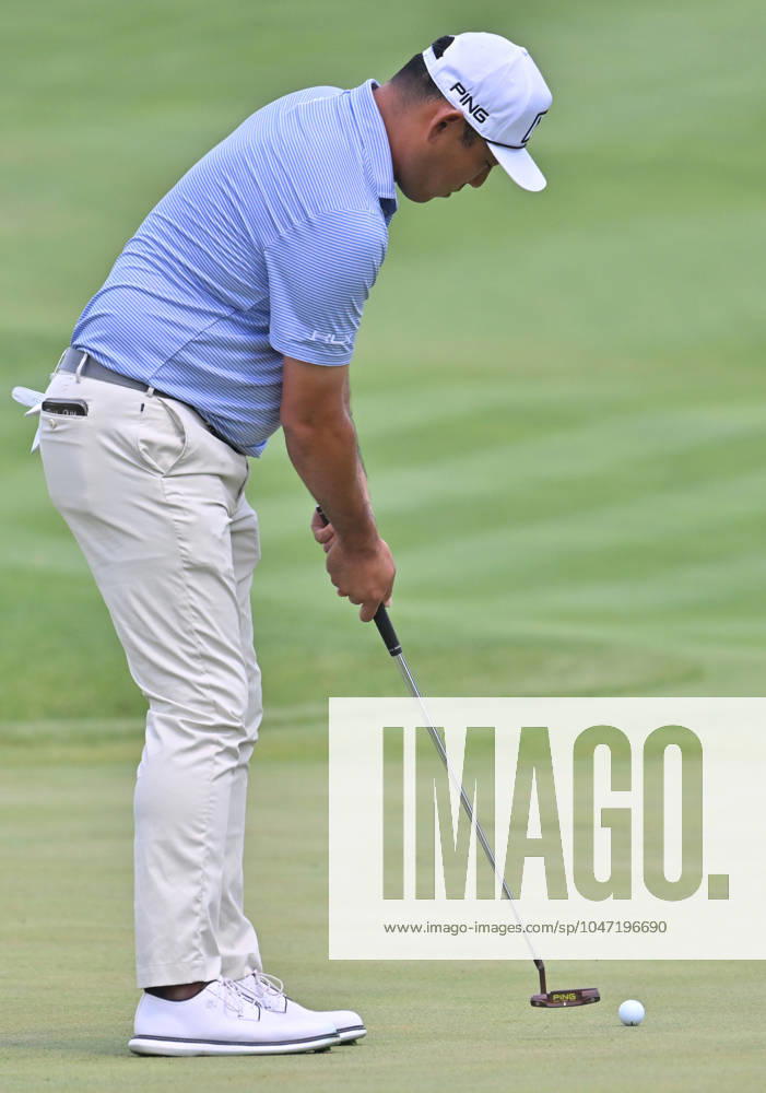 SILVIS, IL - JULY 06: Golfer Chan Kim putts on the 1 green during the third round of the John Deere Golf PGA, Golf Herren Classic on July 06, 2024, at TPC Deere Run in Silvis IL. (Photo by Keith Gillett Icon Sportswire) GOLF: JUL 06 PGA John Deere Classic Icon24070675