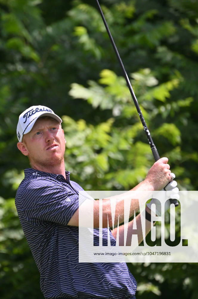 SILVIS, IL - JULY 06: Golfer Hayden Springer watches his ball after teeing off on the 2 hole during the third round of the John Deere Golf PGA, Golf Herren Classic on July 06, 2024, at TPC Deere Run in Silvis IL. (Photo by Keith Gillett Icon Sportswire) GOLF: JUL 06 PGA John Deere Classic Icon24070696